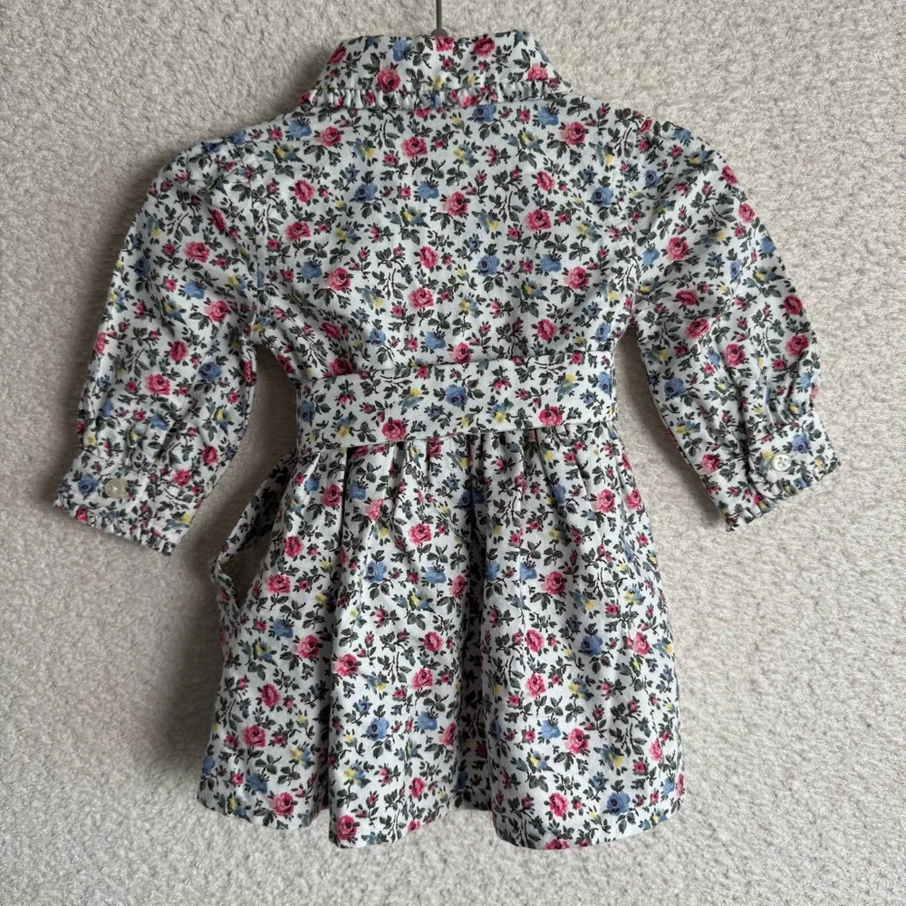Ralph Lauren Baby Girls White‎ Floral Collar Button Down Belted Dress 3 Months